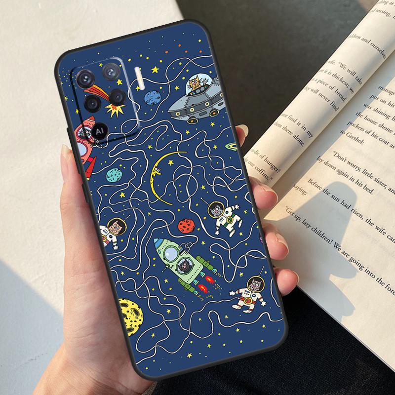 Astronaut Spaceship Case For Oppo A80 A60 A40 A78 A38 A18 A98 A58 A96 A76 A16 A94 A74 A54 A15 A17 A57 A77 A5 Pro