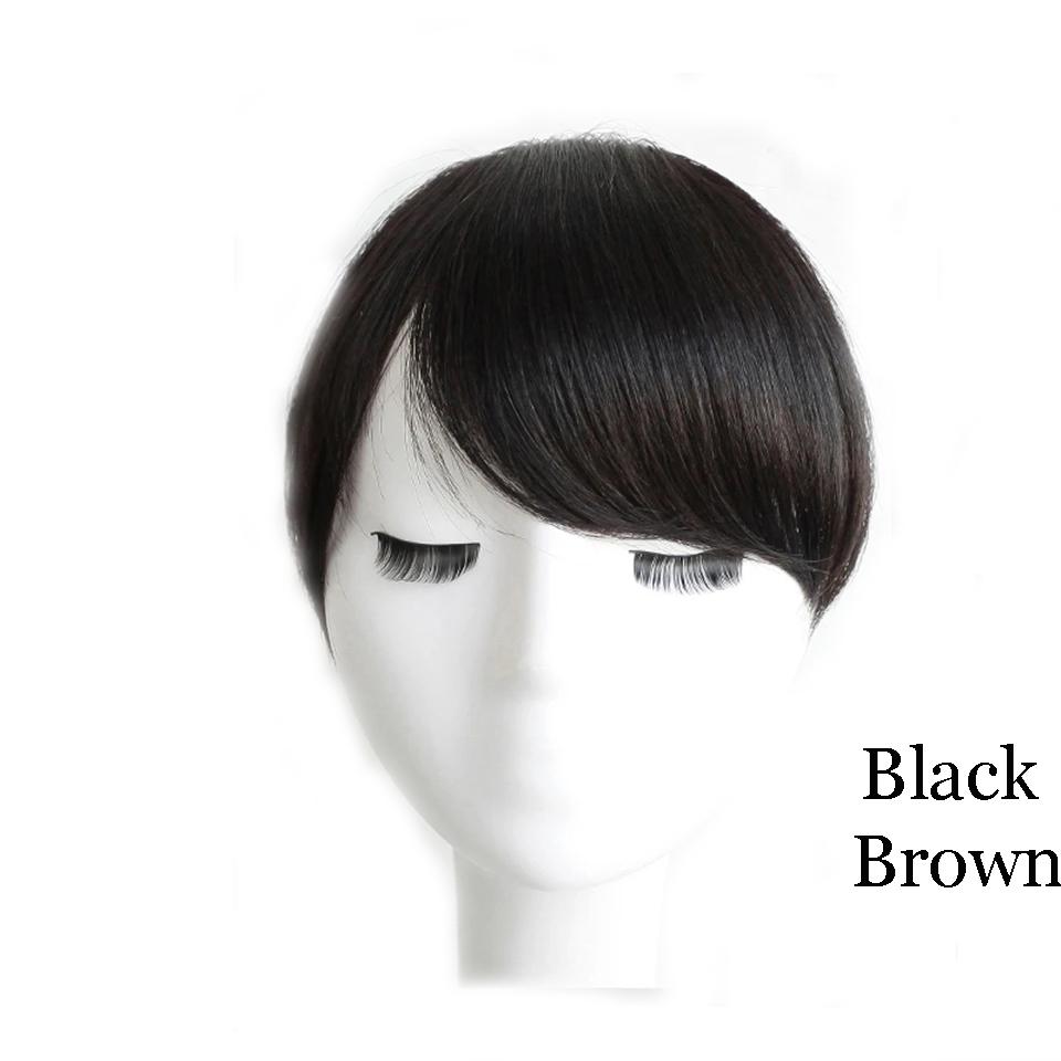Lang klips foran Hår Bang Side Bangs Forlengelse av håret Ekte naturlig syntetisk smell Hårstykke