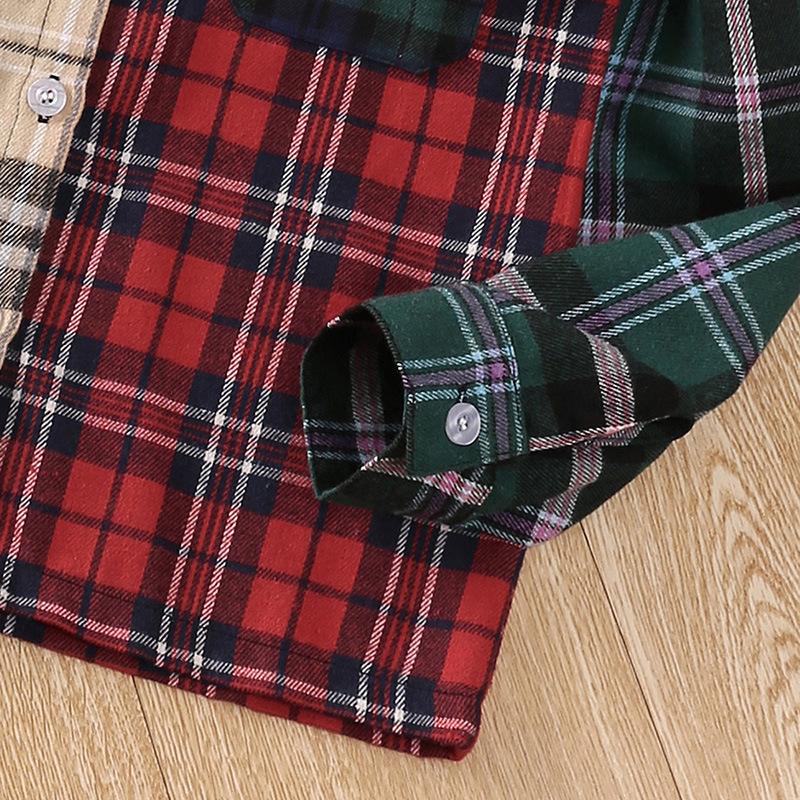 Spring New Children's Shirt Jacket 7-12 Long Sleeve Color Blocking Unisex Children's Top