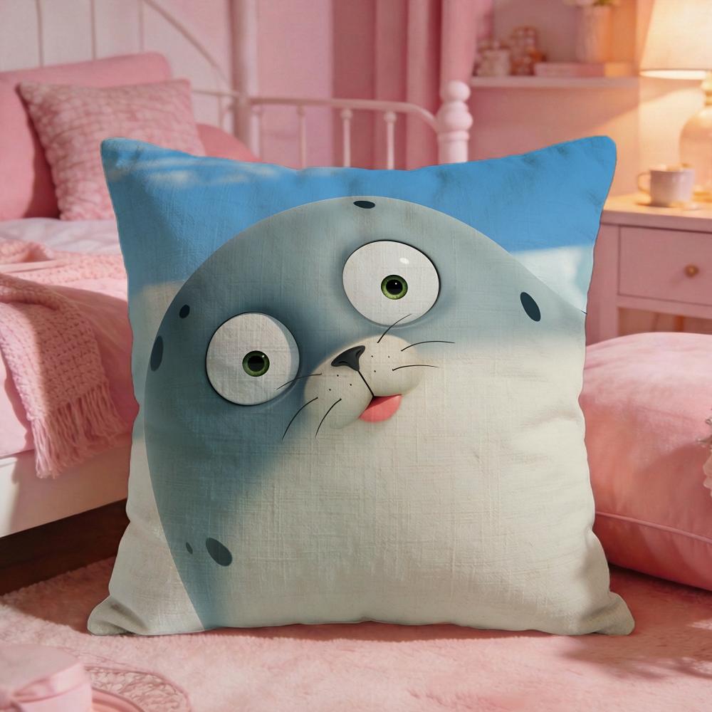 

SSEALOOKs Cute Anime Cushion Cover Premium Comfort Reversible Pillow Cove Two In One Design For Any Room Car Interior 30X30cm