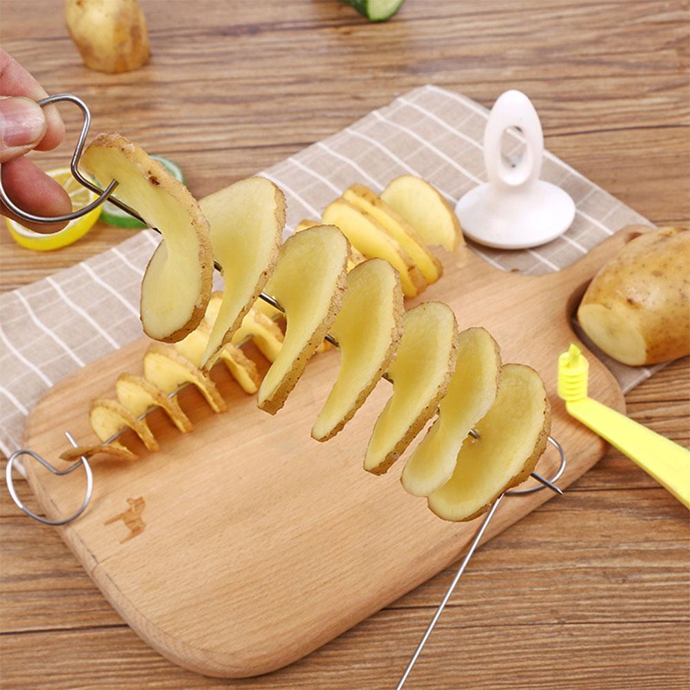 Tornado Potatisskivare med 4 Rostfria Stålpinnar Spiralizer Chipsmakare Återanvändbar Potatisvridare Köksredskap