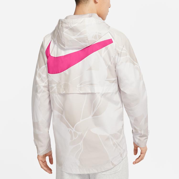 Nike Logo Print Wasserdichte Kapuzenjacke Herrenjacken Weiß DB9871-101