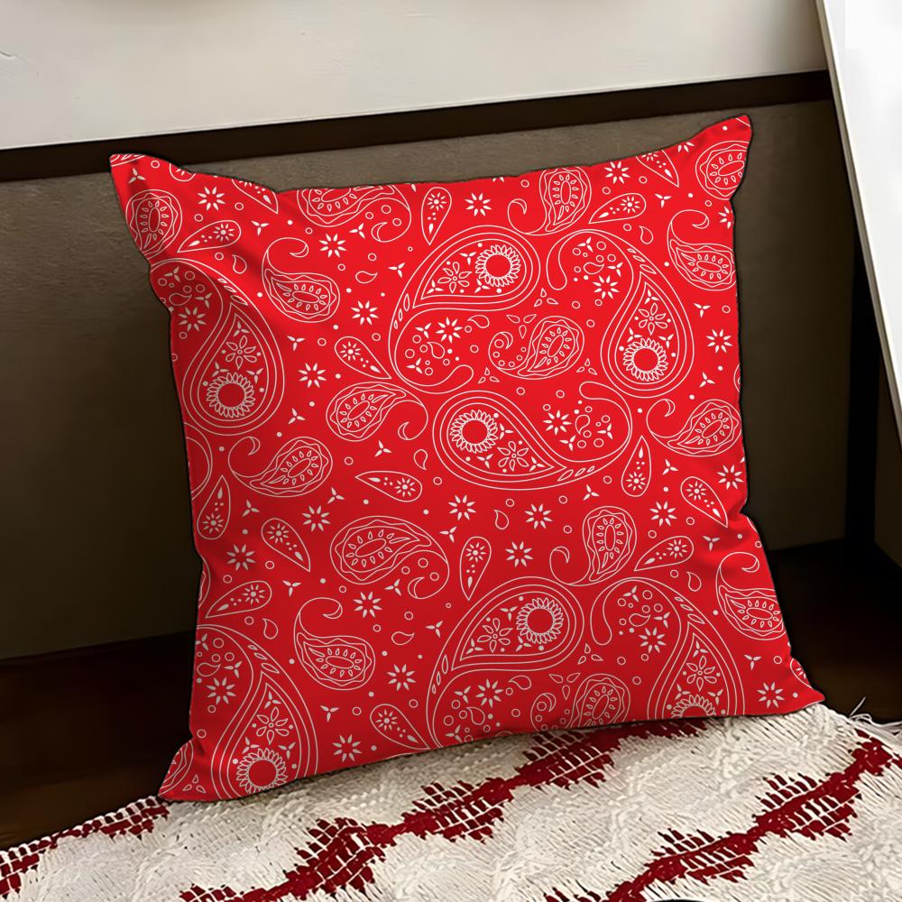 Paisley Bandana Pattern Cushion Cover Reversible Soft Durable Pillow Cover Home  Car MultiScene Use for Daily Comfort