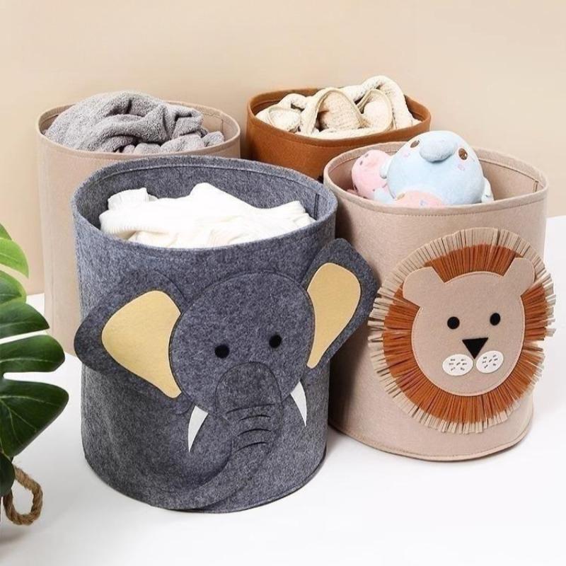 Lion and Elephant Cartoon Felt Organizing and Storage Baskets Laundry Room Dirty Laundry Baskets Toy Storage Boxes Gift Ideas