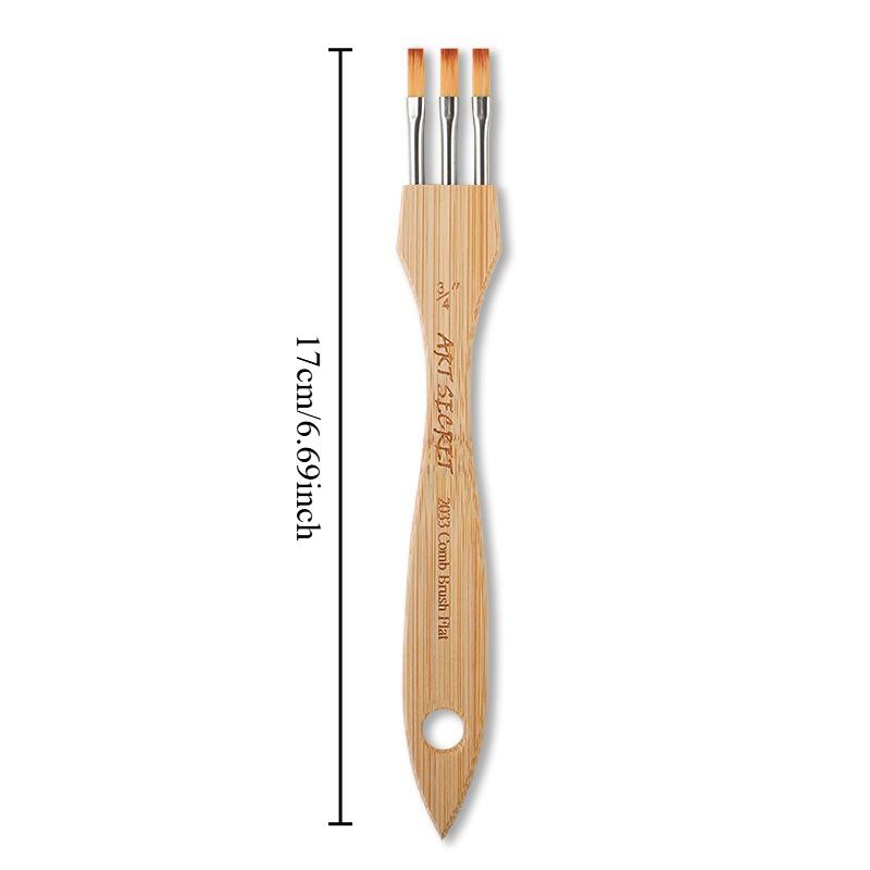 

1pcs New Multi Toothed Comb Wooden Flat Head Round Head Art Watercolor Acrylic Brush Nylon Wool Art Stationery