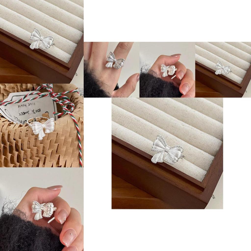 Exquisite Adjustable Copper Bowknot Ring With Dazzling Zircon For Women