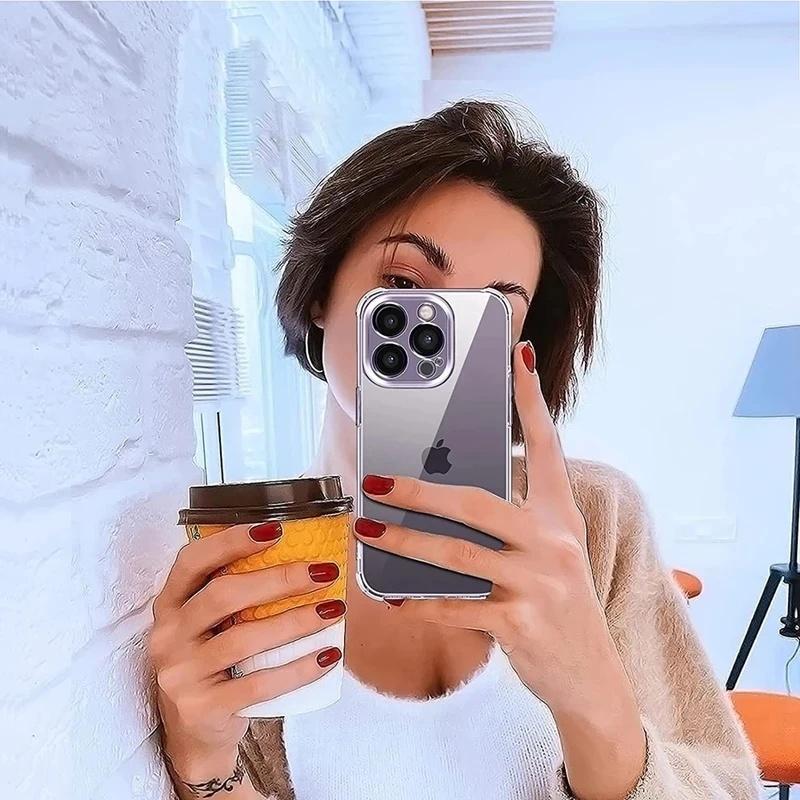 Luxury Shockproof Silicone Clear Phone Case For iPhone 16 15 14 13 12 11 16 Pro Max X XR Xs Max 7 8 Plus Transparent Soft Cover