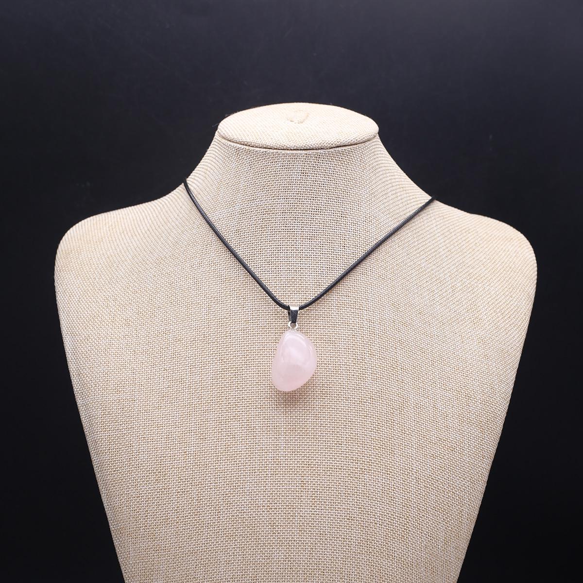 

1 шт. в партии ожерелье из натурального камня, кулон, нерегулярный кристалл, кварц, агат, лазурит, веревочная цепочка, ожерелья для женщин и мужчин, ювелирные изделия, подарки 15 × 25-20 × 30 мм 1Pcs/Rose Quartz