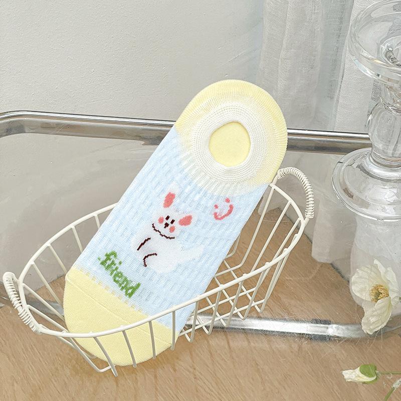 Women's Summer Thin New Cartoon Preppy Style Shallow Mouth Invisible Mesh Hollow Non Slip Socks