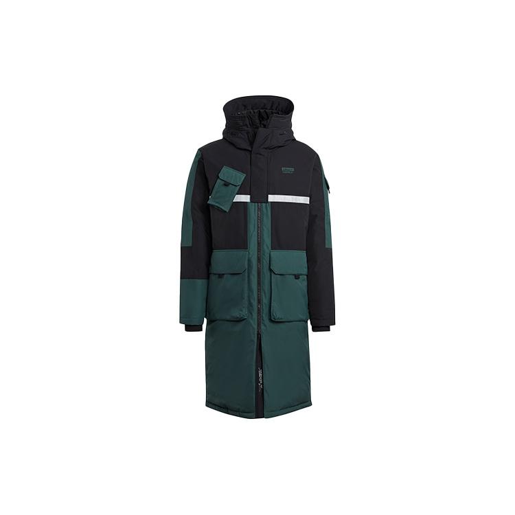 adidas originals Long Dwn Jkt Colorblock Casual Sports Stay Warm hooded Down Jacket Green Men s GJ6729 XS