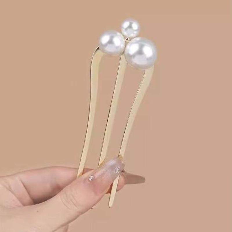 U-shaped Acetic Acid Hairpin Simple Beads Hair Stick Women Girls Colored U-Shaped Irregular Hairpin Jewelry Styling Accessories