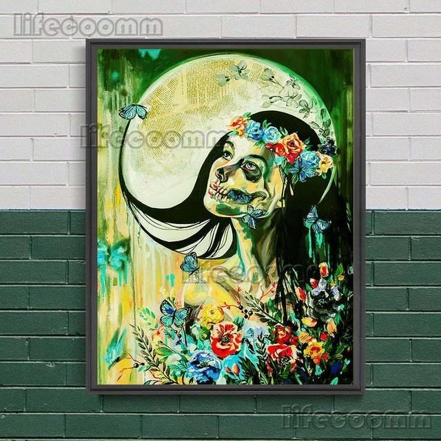 Gotycka Konstelacja Wiedźma Surrealistyczny Wydruk Sztuki Czaszki Dekoracja Ścienna Sztuka Płótno Malowanie Wystrój Domu Straszny De Wicca Plakat Wydruk Bez Ramki