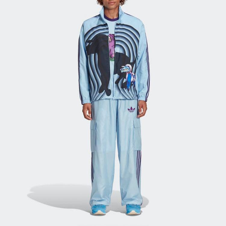 Adidas Originals Kerwin Frost Collab Space Dog Print Zip-up Athletic Jacket Men Outerwear Pink Blue H59928
