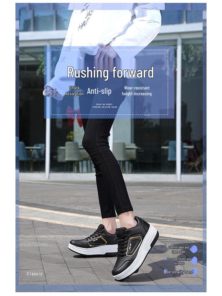 Kids' and Adults' Double Wheel Roller Skates with Flying Shoelace - Boys' and Girls' Running Shoes