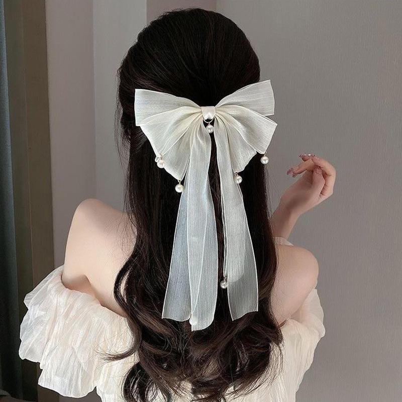 Elegant Streamer Bow Ribbon Hair Clip For Women Girls Simple Ponytail Hairpin Headdress Fashion Cute Hair Accessories Gifts