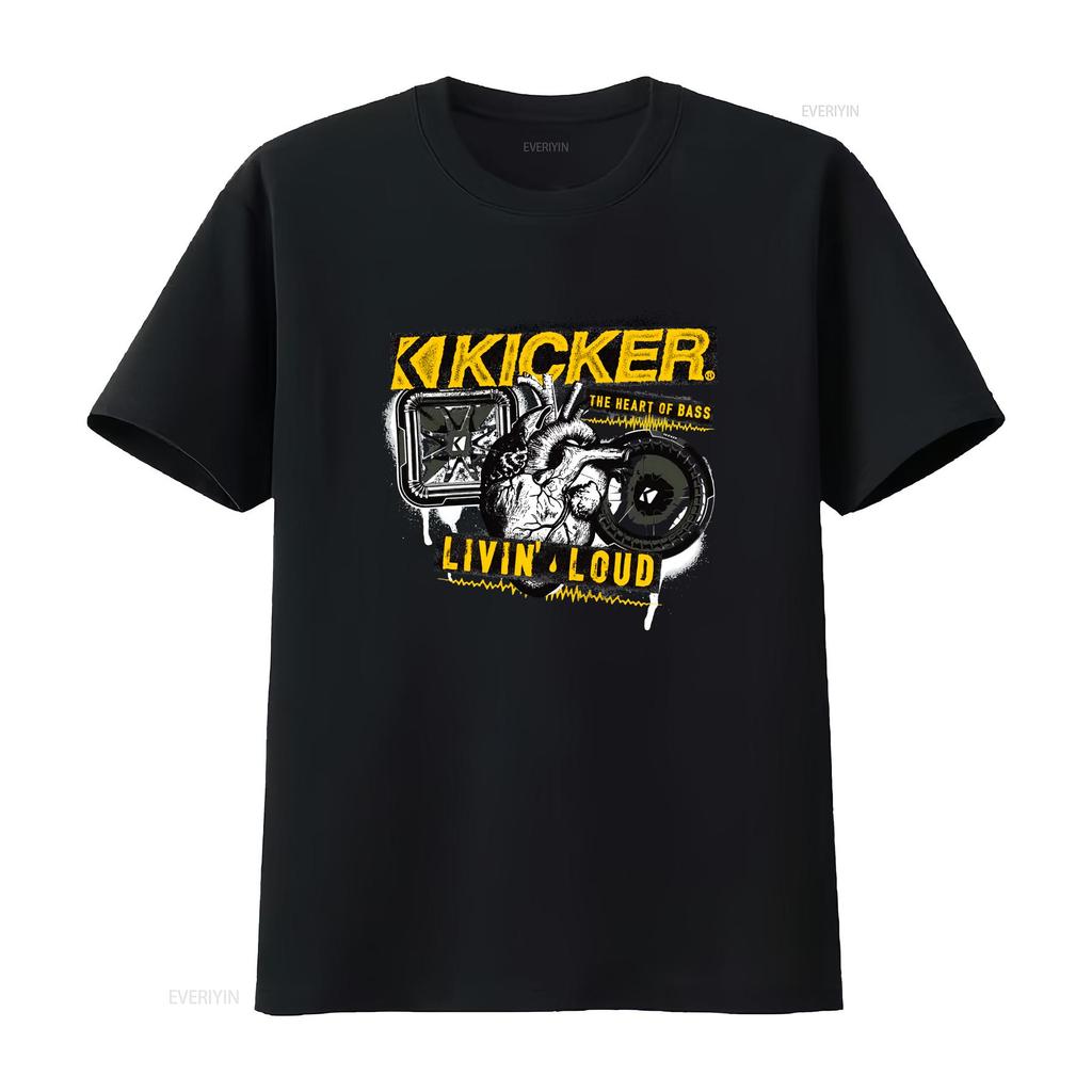 Kicker Car Audio Old School Basshead Linin Loud T Shirt Vintage Washed Graphic Fashion Slightly Versatile Homme Unisex Casual