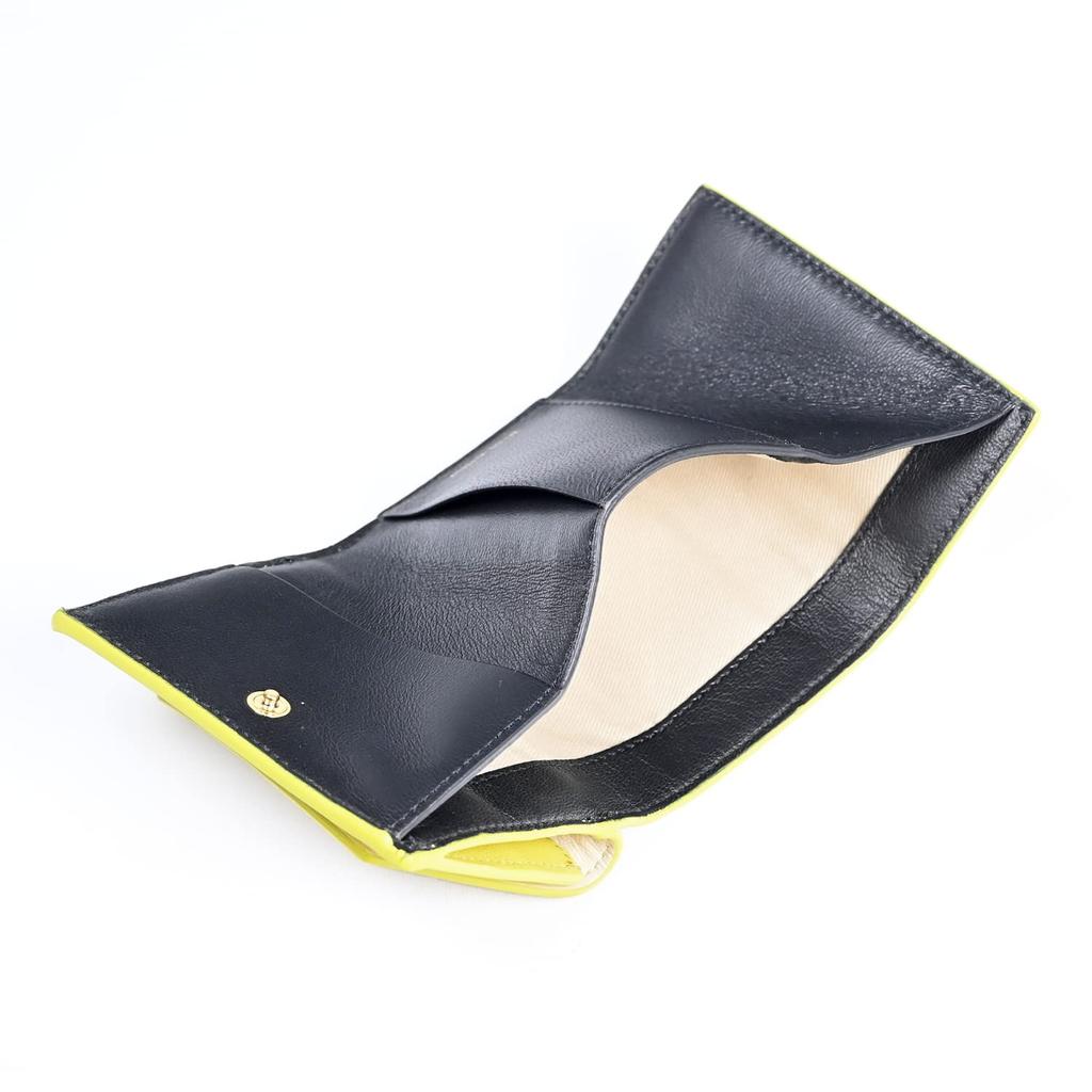 Marni Portfel Trifold Portfel Mini Portfel Smart Portfel Skóra Cielęca Talk Jasna Limonka PFMO0056U1 P2644 Z638V Damski [Przedmiot]
