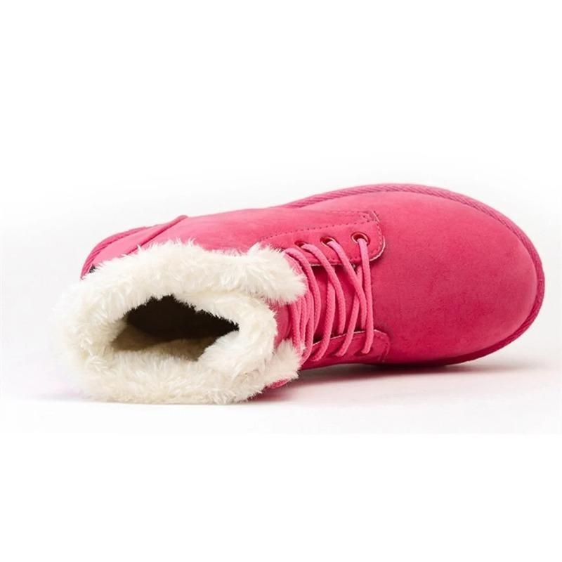 2025 Women Winter Snow Boots Warm Flat Plus Size Platform Lace Up Ladies Women's Shoes New Flock Fur Suede Ankle Boots 35-43