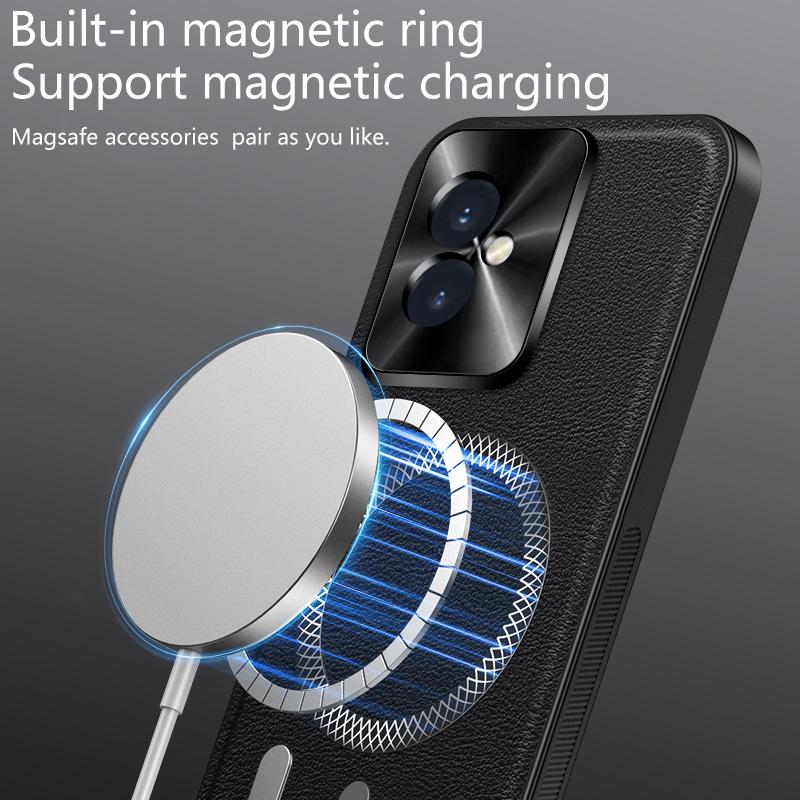 For Honor 100 and Honor 100 Pro Case Magnetic Elegant Leather Wear-Resistant Lens Fully Covered Non-Slip Grip Edge Cover Shell