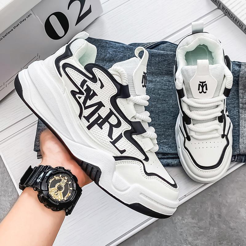 

Новая Модная Универсальная Обувь для Хлеба Толстая Подошва Обувь для Скейтборда Повседневная Обувь Универсальная Трендовая Обувь, Увеличивающая Рост Прочная Подошва 39 белый