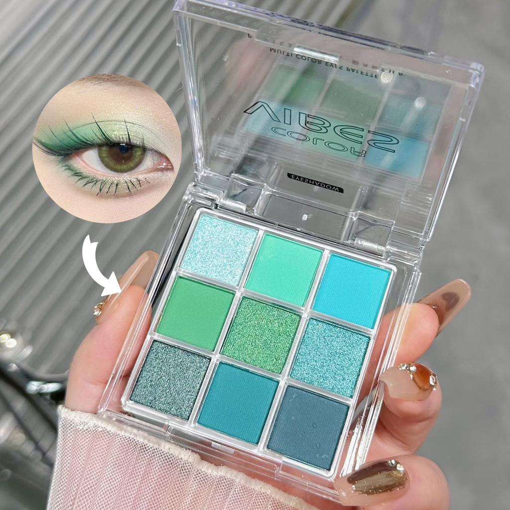 Ombretto verde 9 colori Avocado Color Stage Makeup Palette di ombretti a colori perlescenti opachi a nove quadrati