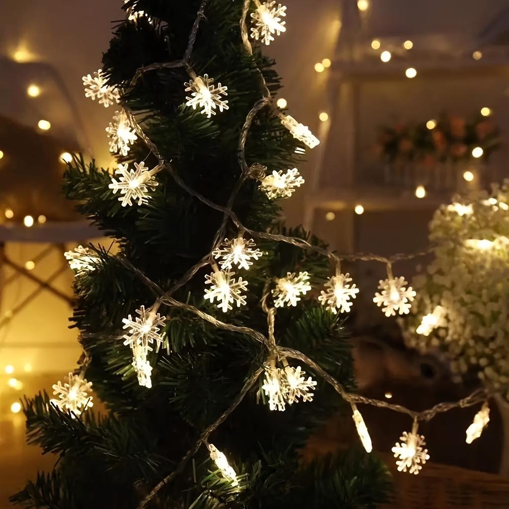 LED String Lights Outdoor Snowflake Chain Lights Garland Lights Bulb Fairy Lights Party Home Wedding Garden Christmas Decor