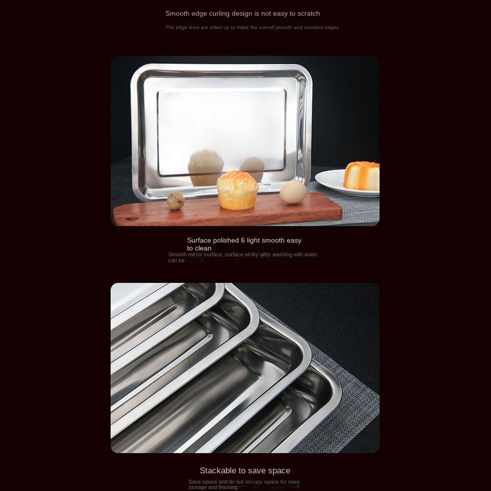 Stainless Steel Food Storage Serving Tray Rectangle Oven Trays Baking Trays Steaming Dish  Kitchen
