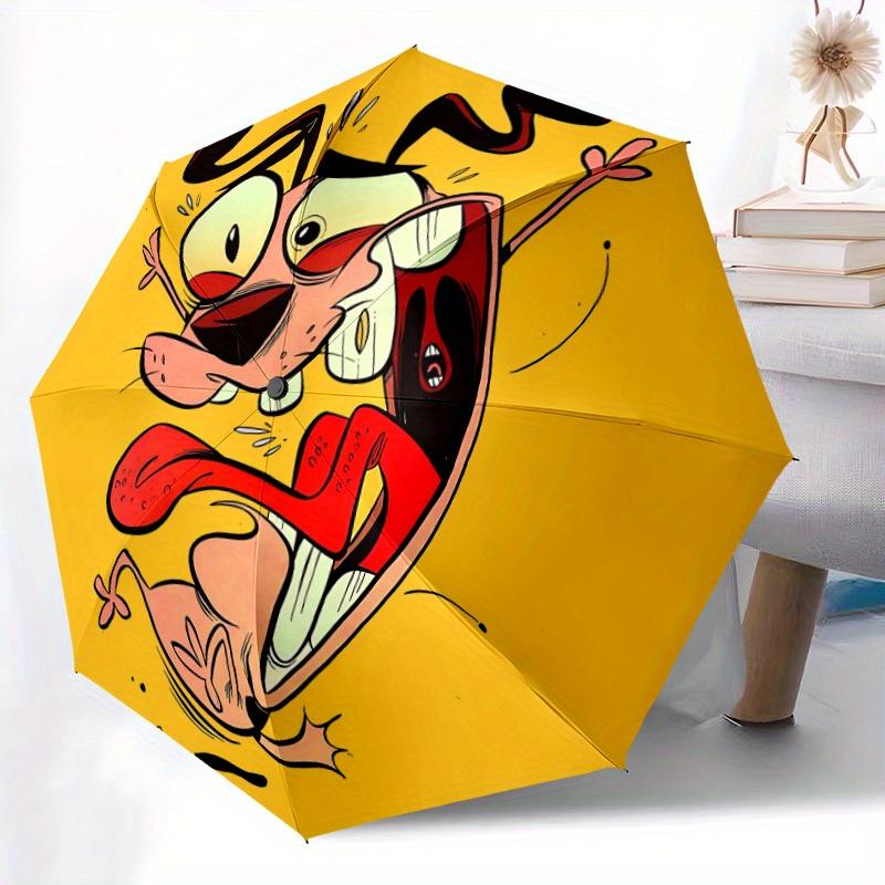 Courage the Cowardly Dog Home Essential Cute Cartoon Umbrella, Portable Folding Umbrella Suitable for All Seasons A0821082