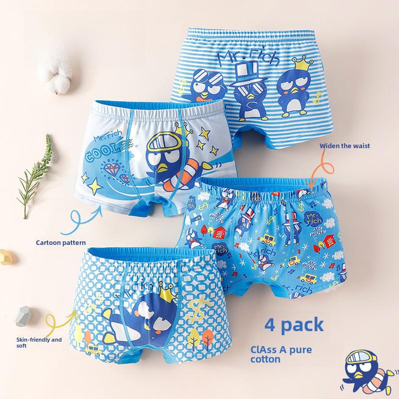 Boys' Combed Cotton Boxer Briefs - Kids' Underwear Shorts
