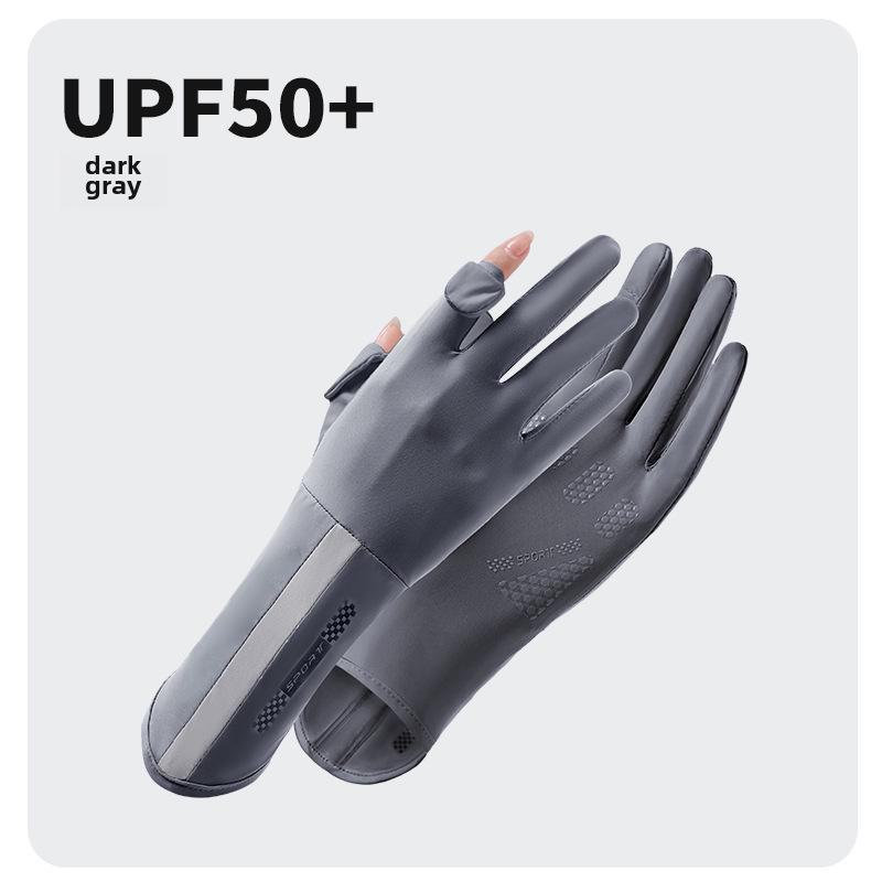 Damskie szybkoschnące rękawiczki z ochroną UV z jedwabiu lodowego z obsługą ekranu dotykowego