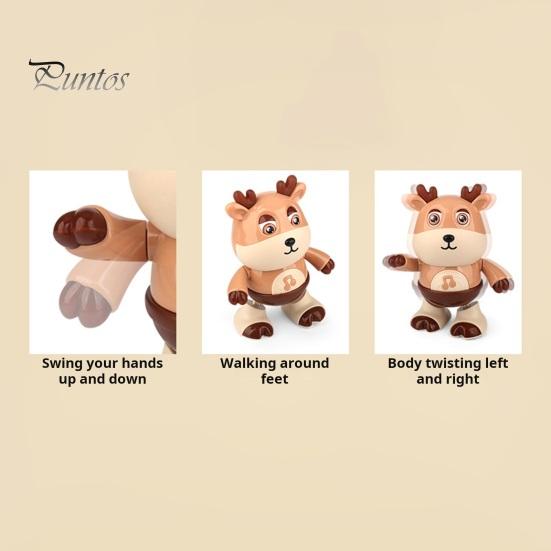 Kids Electric Deer Toy with LED Light Music Singing Dancing Cartoon Elk Toy Toddlers Interactive Educational Movable Eyes Animal Musical Toy