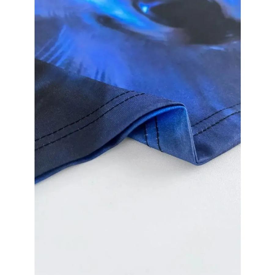 T Shirt for Mens Wolf Pattern Print Long Sleeve Leisure 3D Polyester Man's T-shirts