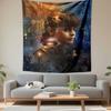 Akira Inspired Anime Illustration Tapestry Wall Hanging, Cyberpunk Motorcycle Neon Art, Japanese Manga Wall Decor for Bedroom Living Room