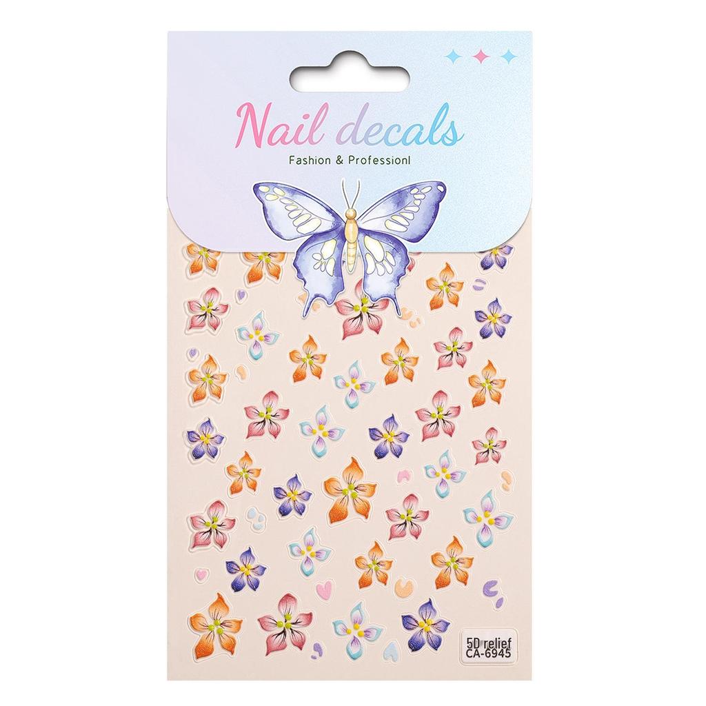 Maillard Devil 3D Seven-Color Five-Petal Flower Nail Art Stickers