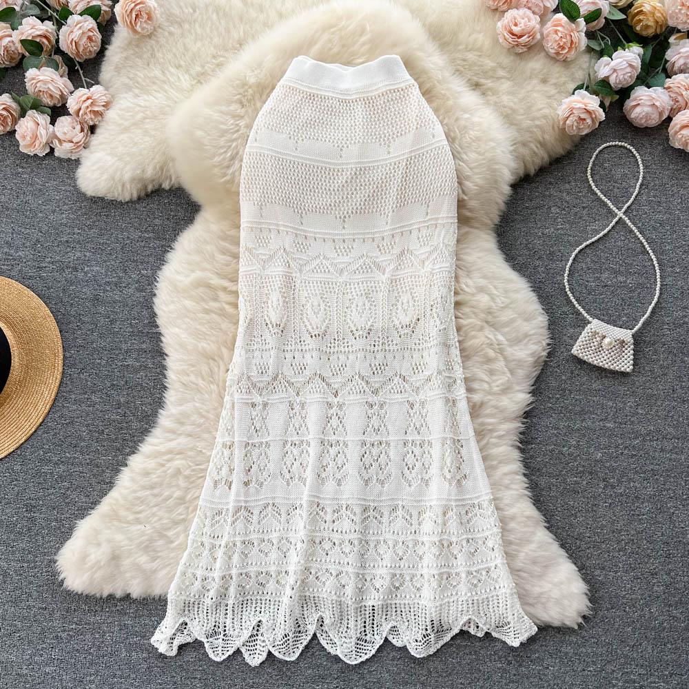 Autumn and Winter New Korean Medium-length Paragraph Elastic Hip Hook Flowers Wisp Niche Irregular Half-body Skirt