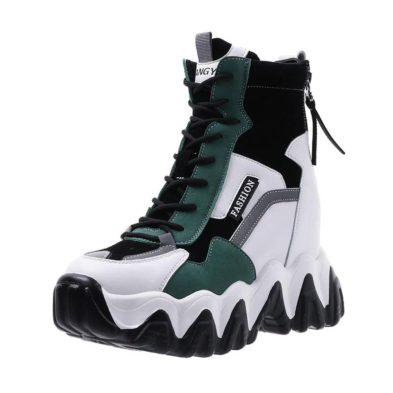 Spring Women Thick Sole Ankle Boots Autumn Luxury Platform Casual Boots Women's 8cm High Heels Wedge Boots Shoes Woman Sneakers