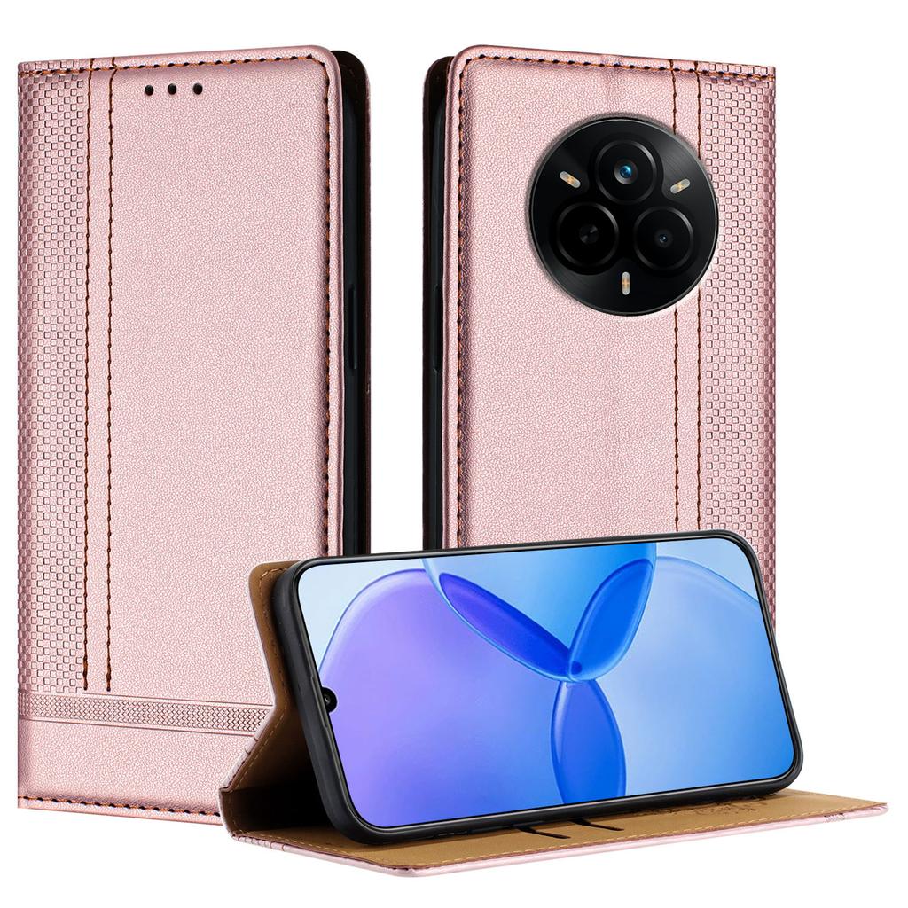 For Realme 14 Pro 5G Case L-Shaped Grid Pattern Leather Stand Phone Cover with Card Slots