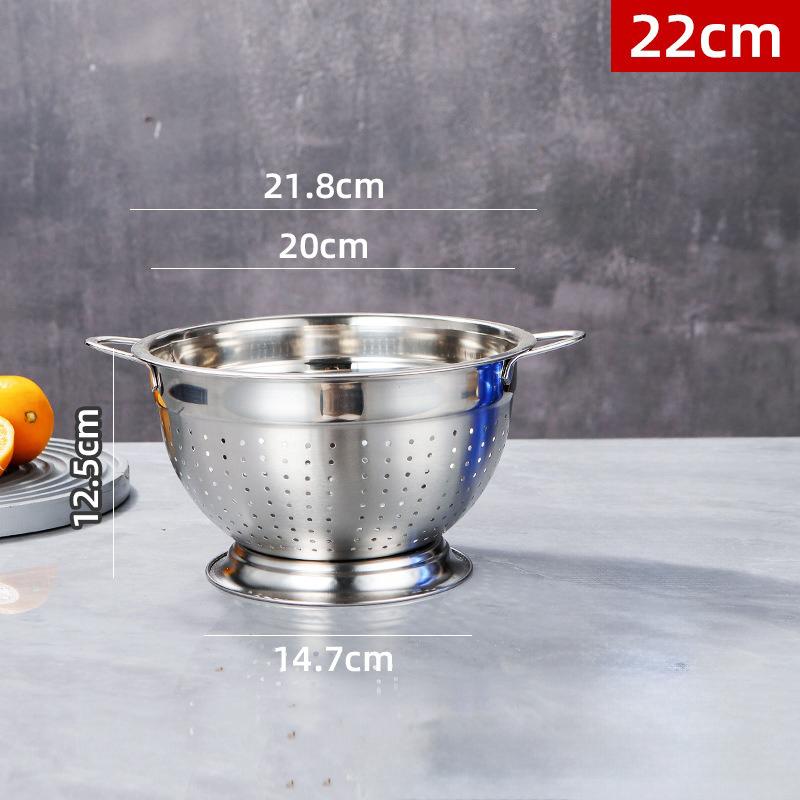 18/30cm Kitchen Washing Strainer Bowl Multipurpose Drain Basket Stainless Steel Handle Fruit Strainer Salad Vegetables Colander