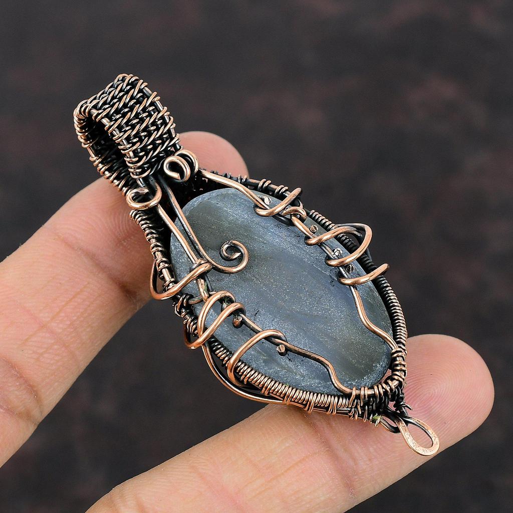 Titanium Druzy Pendant Copper Wire Wrapped Pendant Handmade Jewelry Gemstone Pendant Copper Wire Wrap Jewelry Designer Pendant Gift For Mom