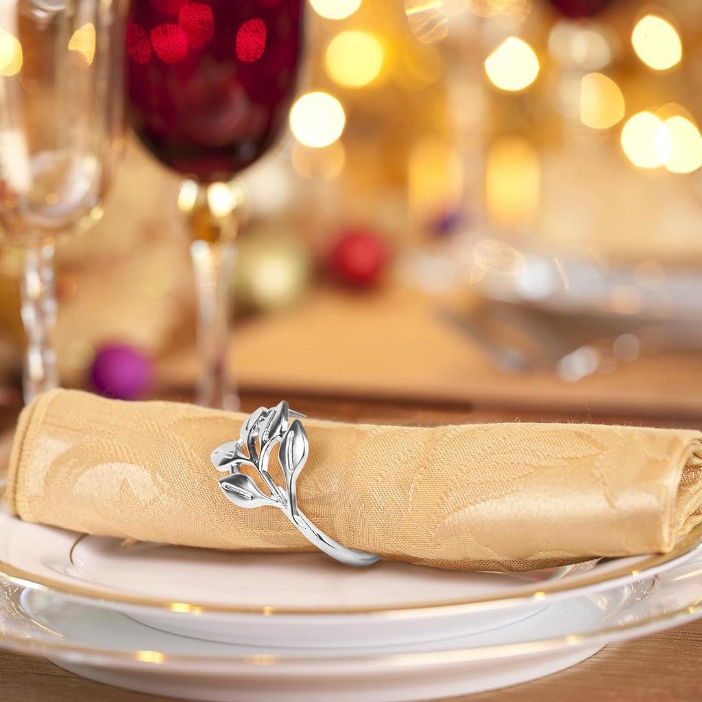 Diamond Napkin Ring Leaf Napkin Ring 6pcs