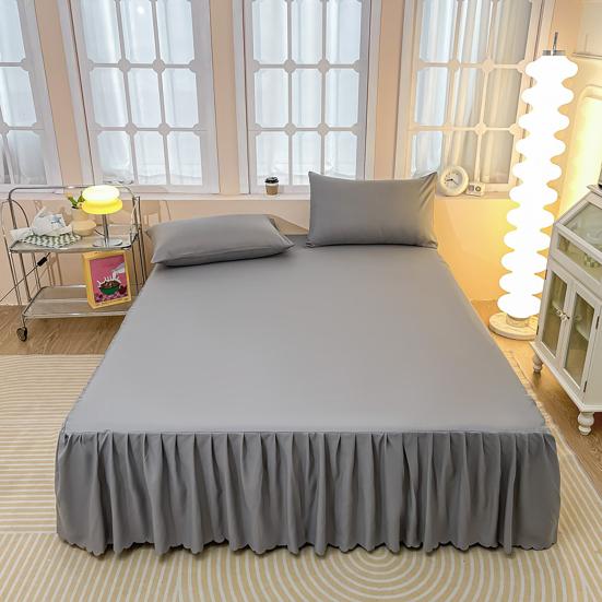 Ruffled Bed Skirt King Size Bed Skirt with Platform Queen Size Wrinkle-Free Fade Resistant Bed Skirt for Bedroom Hotel Women Men
