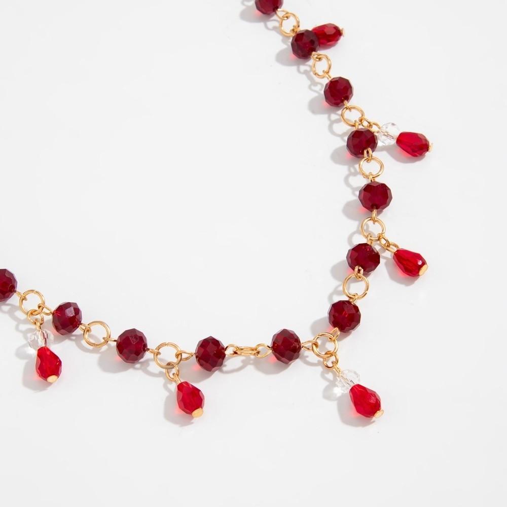 Teardrop Bead Bead Chain Red Crystal Crystal Collar New Party Jewelry Goth Outfit