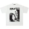 Ito Junji Comic Graphic Print Autumn Pure Cotton Men's and Women's T-shirt Short Sleeve Street Fashion Trend Clothing Drak Style