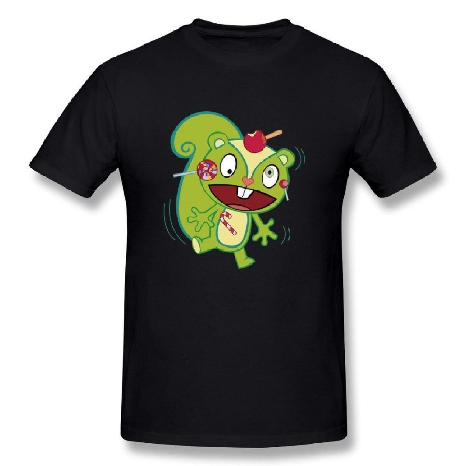Konoyie Men s Nutty Happy Tree Friends T-Shirt - Online Tshirts Black US Size XXL S