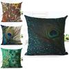 Luxurious Linen Cushion Cover In Stunning Peacock Design For Sofa And Bedroom