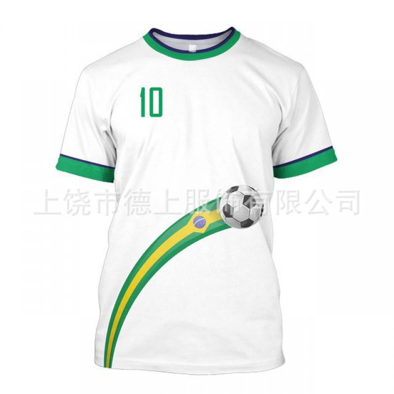 Herren T-Shirt Brasilien Fußball Nationalmannschaft Kurzarm Rundhals Feuchtigkeitsableitend Lässiges T-Shirt