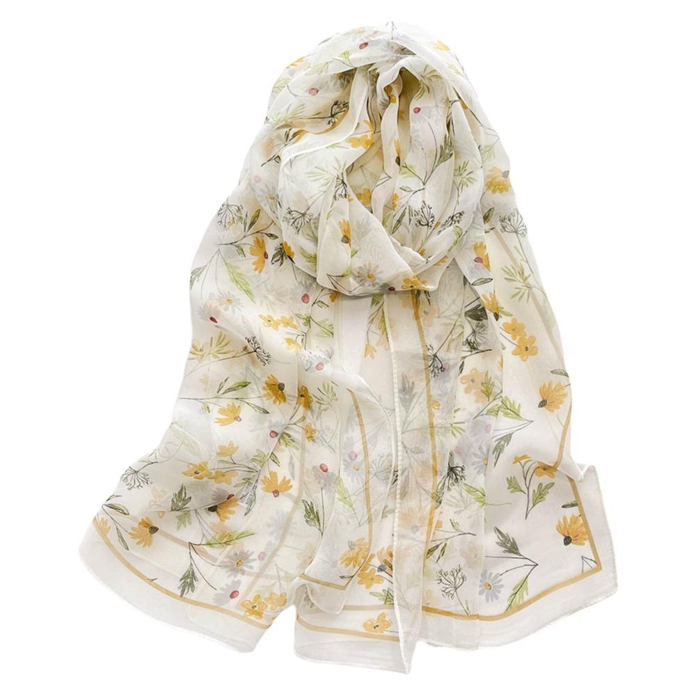 Breathable Silk Scarf Sun-Resistant Bandana Durable Beach Shawl  for Women