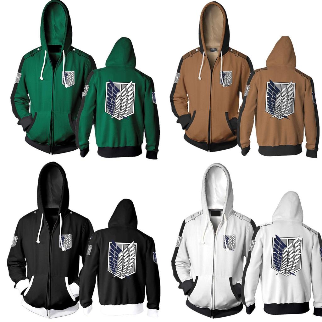 Premium Attack On Titan Hoodie Hooded Sweater Sweatshirt Zipper Coat Cosplay Costume For Fans