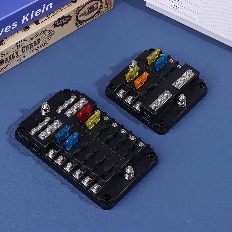 6/12 Way Blade Fuse 12-24V Car Boat Fuse Box Holder With Plastic Cover For Power Panel Board Camper Fuse1/2Pcs