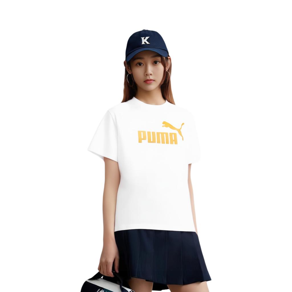 Puma Essential No. 1 Logo Sports Casual Letter Pullover Short Sleeve T-Shirt Unisex Tops White 689312-73
